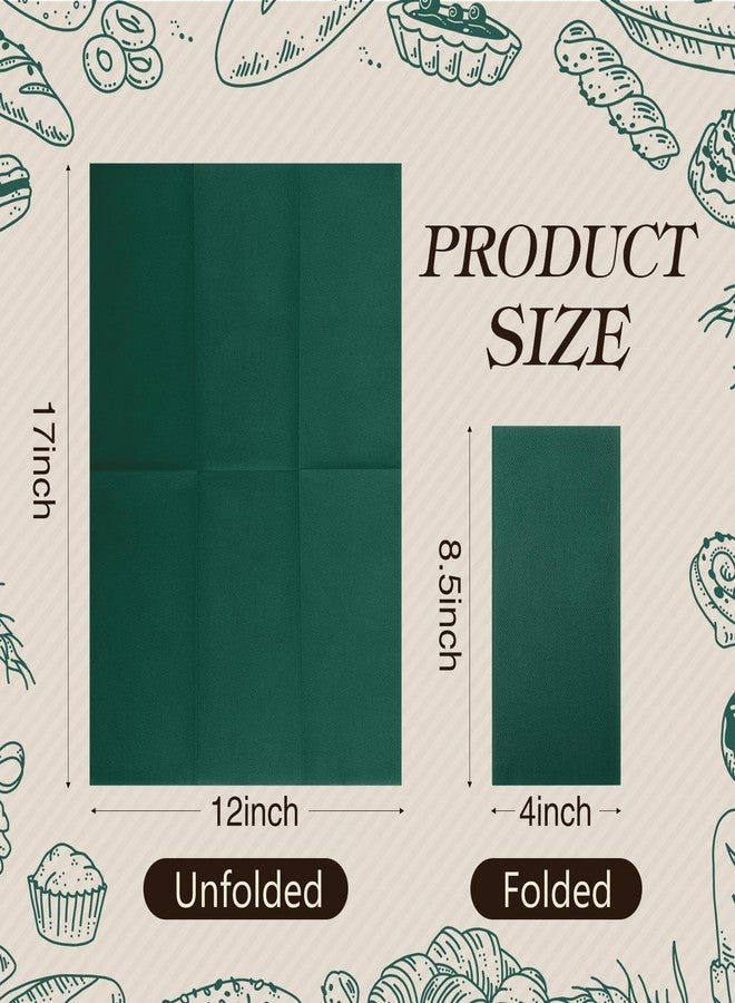 Qilery 50 Pcs Linen Feel Disposable Dinner Napkins Decorative Paper Napkin 17"x12" Bulk Colored Soft Paper Hand Towels Absorbent for Guest Thanksgiving Day Kitchen Wedding Party(Green) - Image 2